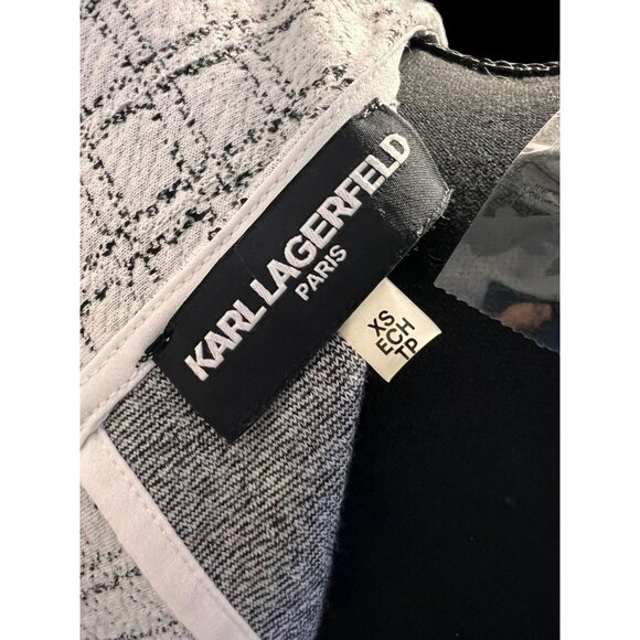 KARL LAGERFELD Womens Plaid Textured Top With Bow Sleeve OFFICE - Picture 7 of 7